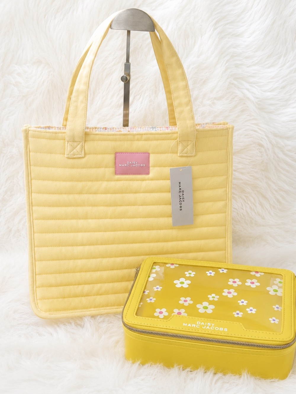 Marc Jacobs Yellow Quilted Tote & Toiletry Case Bundle NWT